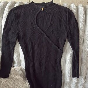 Black Ribbed Long Sleeve Top